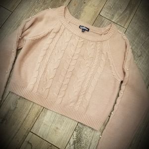 Pink cropped sweater juniors sz M